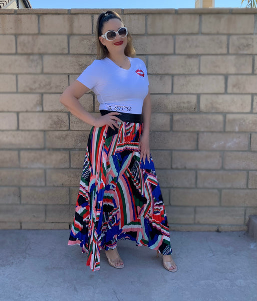 White Lip Crop Top Shirt