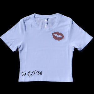 White Lip Crop Top Shirt